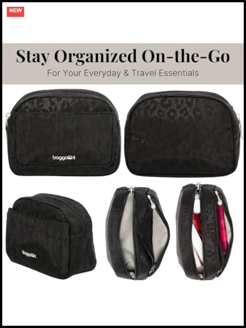 Lightweight Nylon Travel Makeup Organizer with Pockets